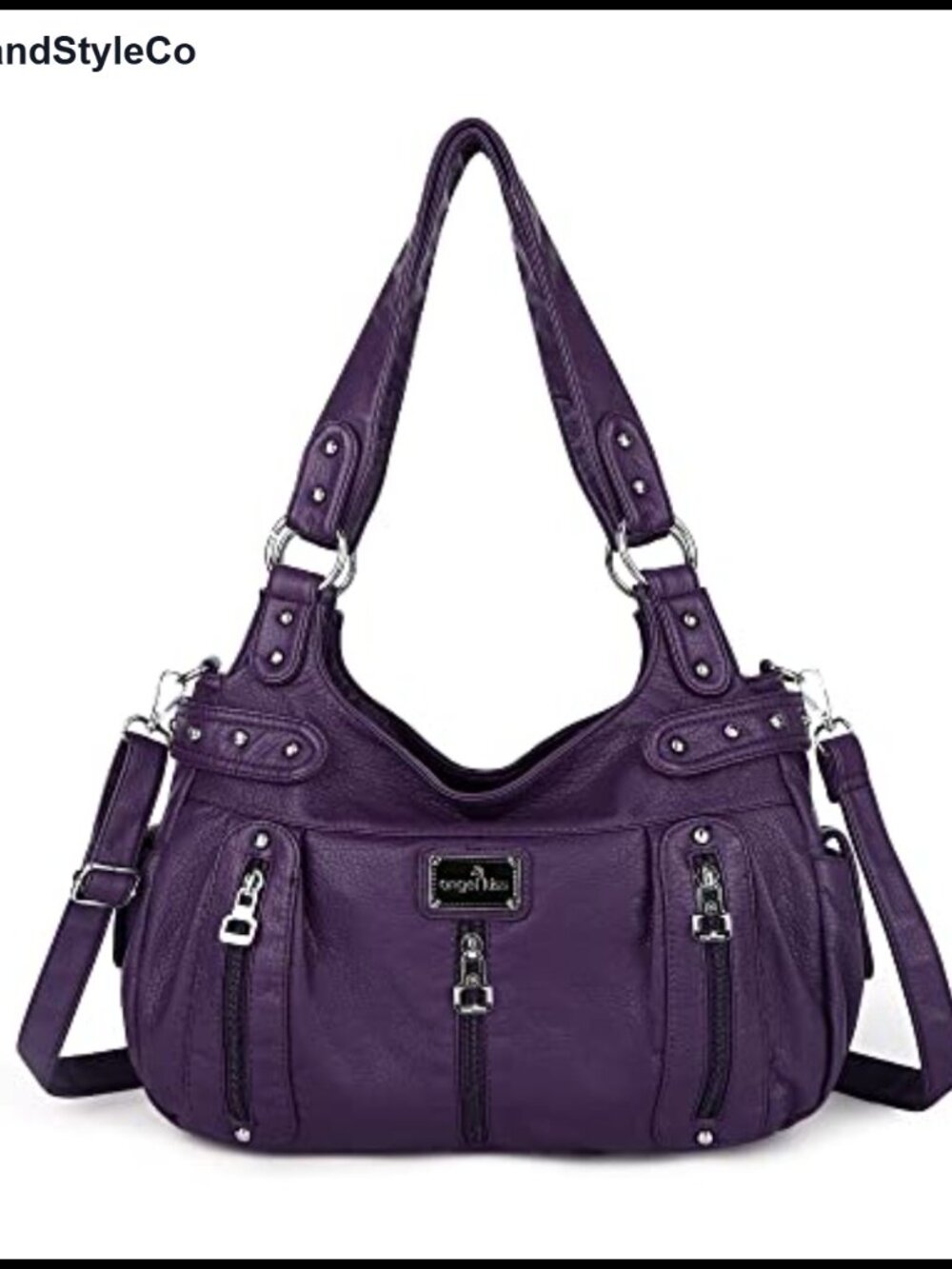 Washed Faux Leather Crossbody Hobo Satchel Shoulder Handbag Purse